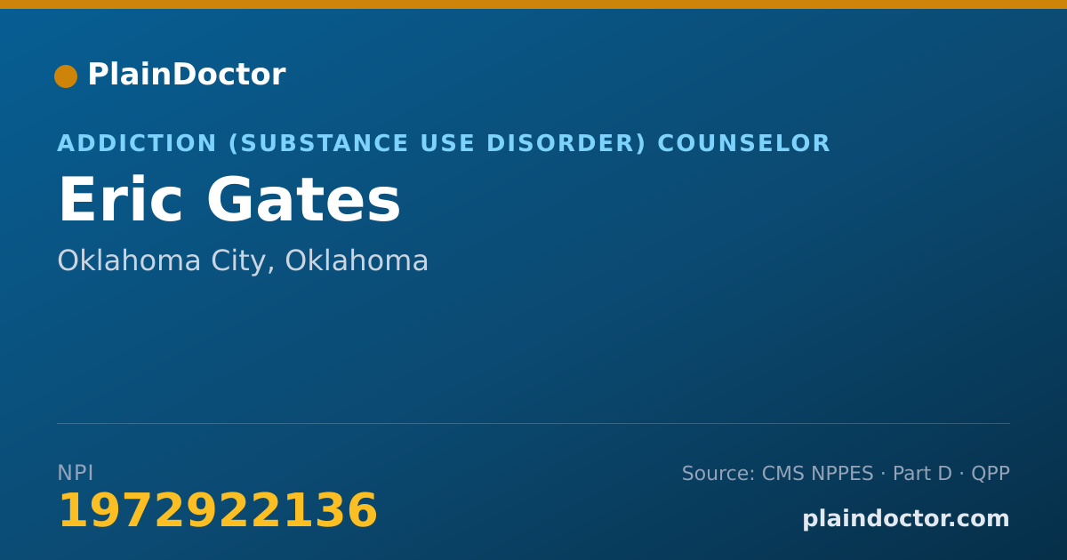 Shareable card for Eric Gates - Addiction (Substance Use Disorder) Counselor, Oklahoma City, OK