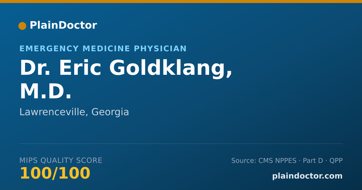 Shareable card for Eric Goldklang, M.D. - Emergency Medicine Physician, Lawrenceville, GA