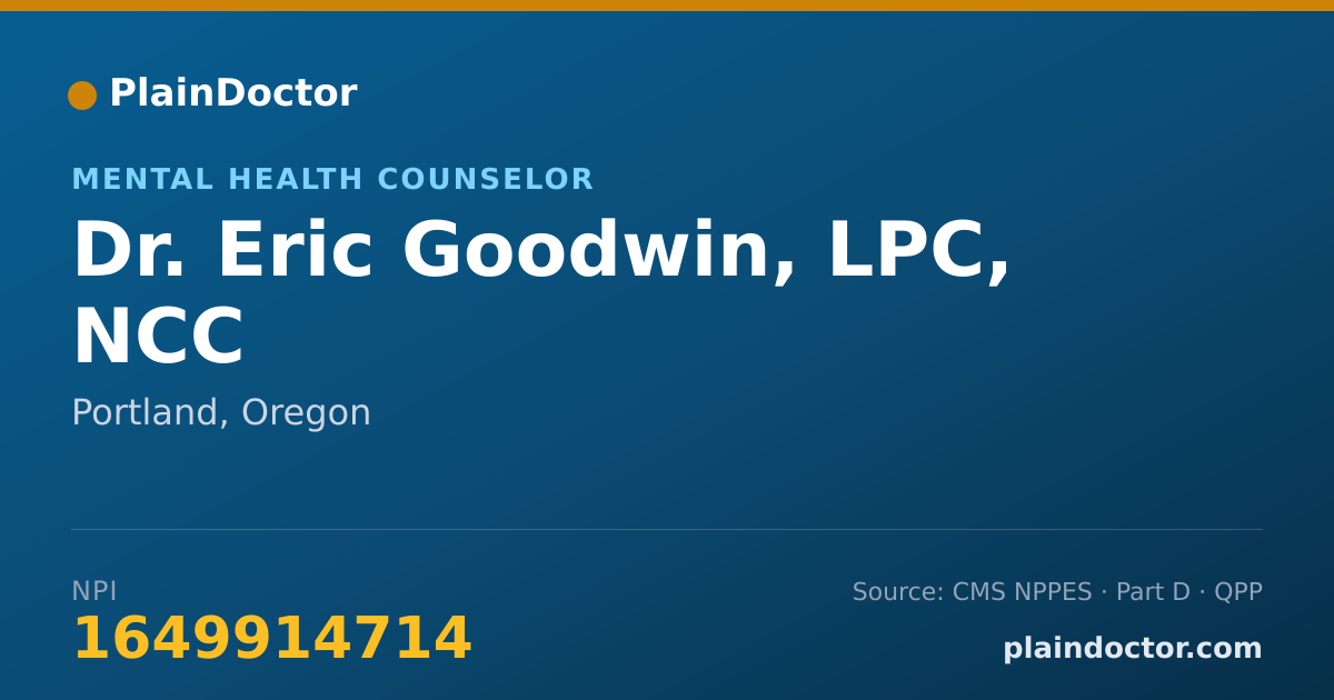 Shareable card for Eric Goodwin, LPC, NCC - Mental Health Counselor, Portland, OR