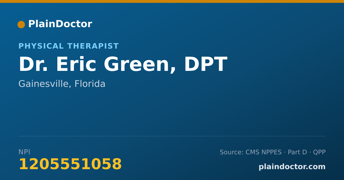 Shareable card for Eric Green, DPT - Physical Therapist, Gainesville, FL