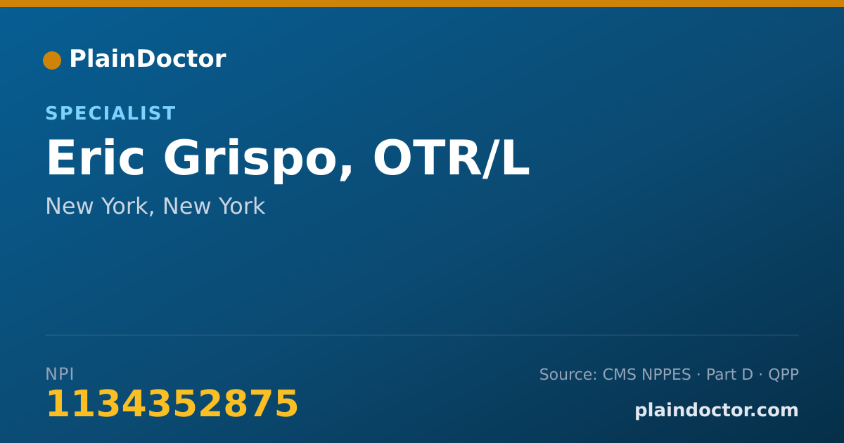 Shareable card for Eric Grispo, OTR/L - Specialist, New York, NY