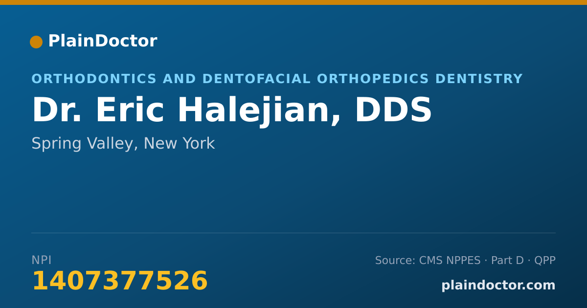 Shareable card for Eric Halejian, DDS - Orthodontics and Dentofacial Orthopedics Dentistry, Spring Valley, NY