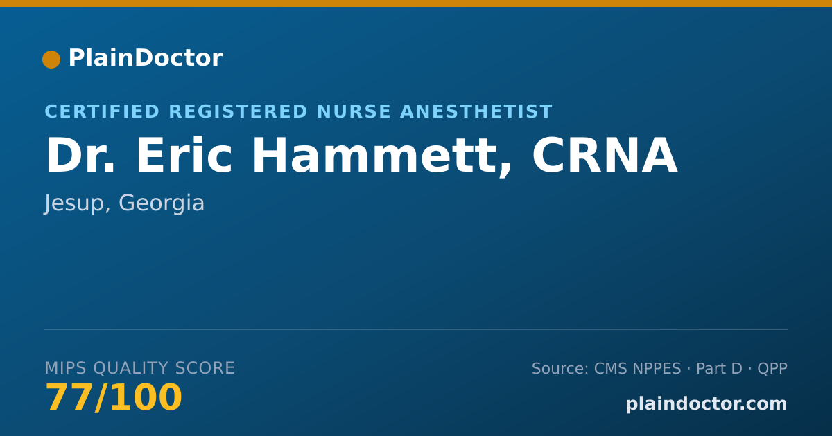 Shareable card for Eric Hammett, CRNA - Certified Registered Nurse Anesthetist, Jesup, GA