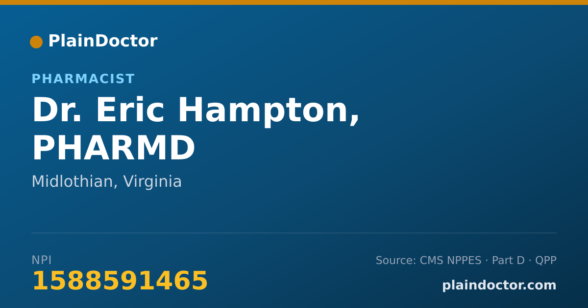 Shareable card for Eric Hampton, PHARMD - Pharmacist, Midlothian, VA
