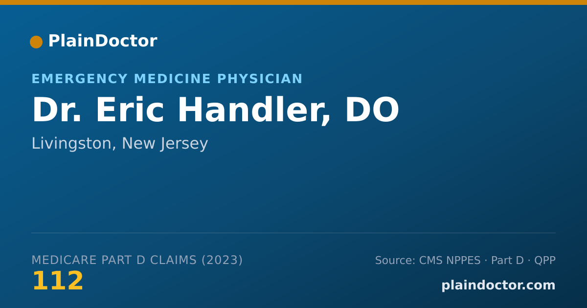 Shareable card for Eric Handler, DO - Emergency Medicine Physician, Livingston, NJ