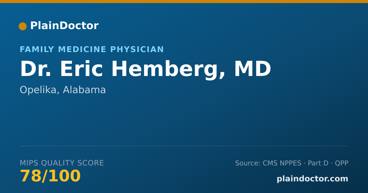 Shareable card for Eric Hemberg, MD - Family Medicine Physician, Opelika, AL