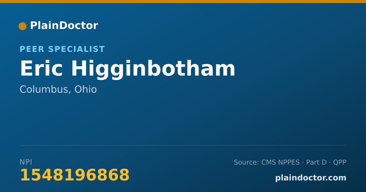 Shareable card for Eric Higginbotham - Peer Specialist, Columbus, OH