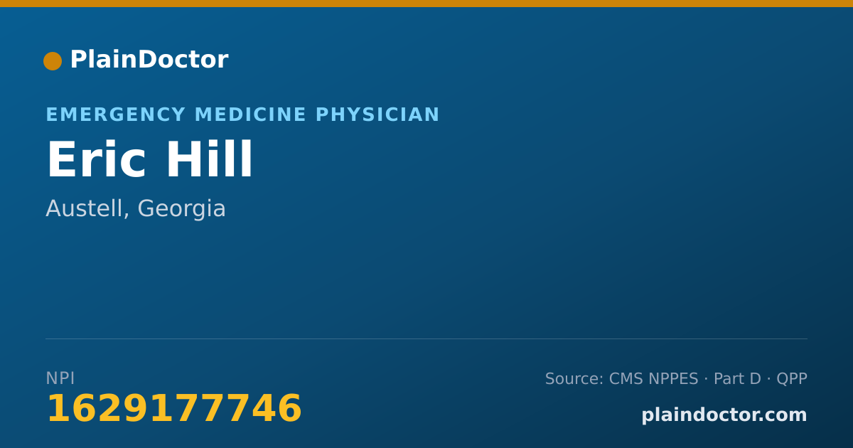 Shareable card for Eric Hill - Emergency Medicine Physician, Austell, GA