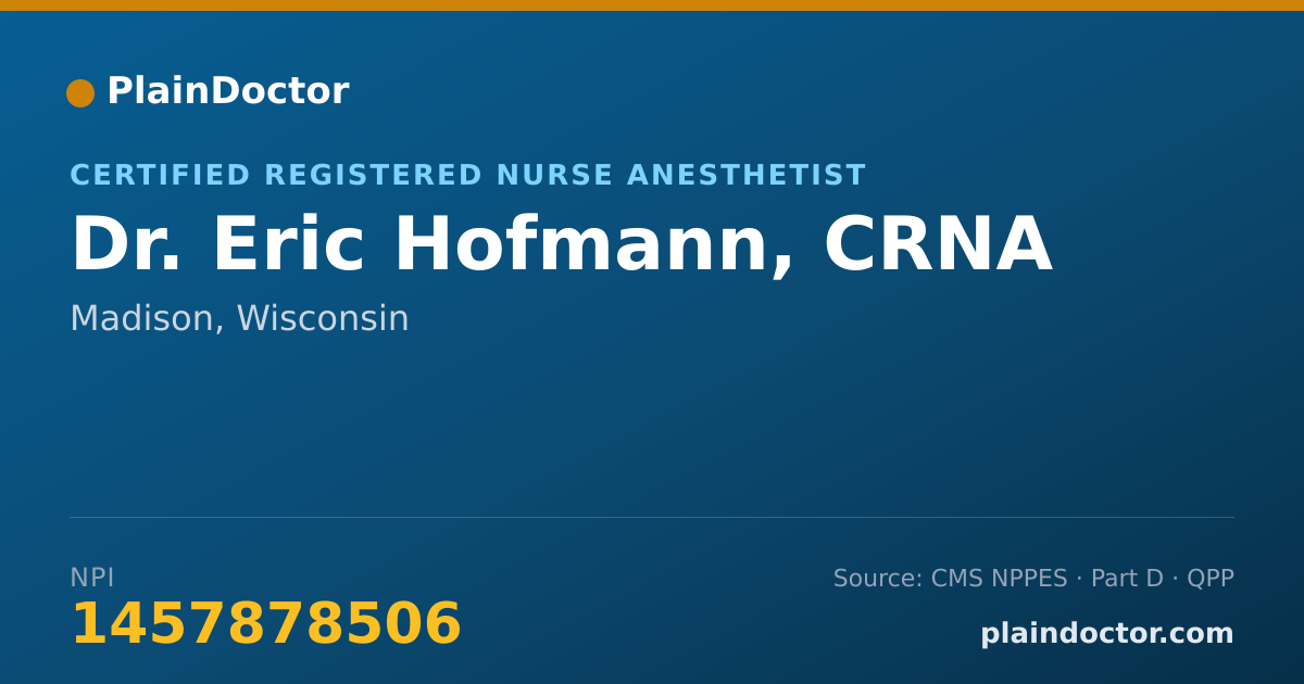 Shareable card for Eric Hofmann, CRNA - Certified Registered Nurse Anesthetist, Madison, WI
