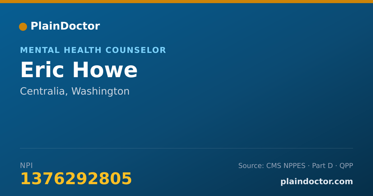 Shareable card for Eric Howe - Mental Health Counselor, Centralia, WA
