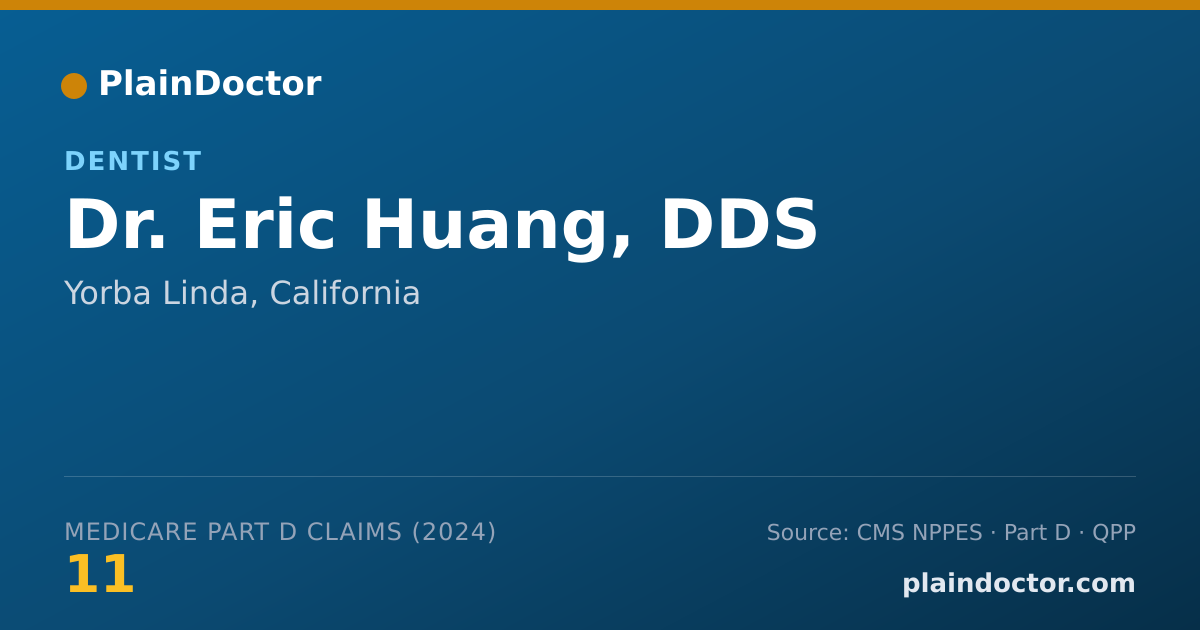 Shareable card for Eric Huang, DDS - Dentist, Yorba Linda, CA