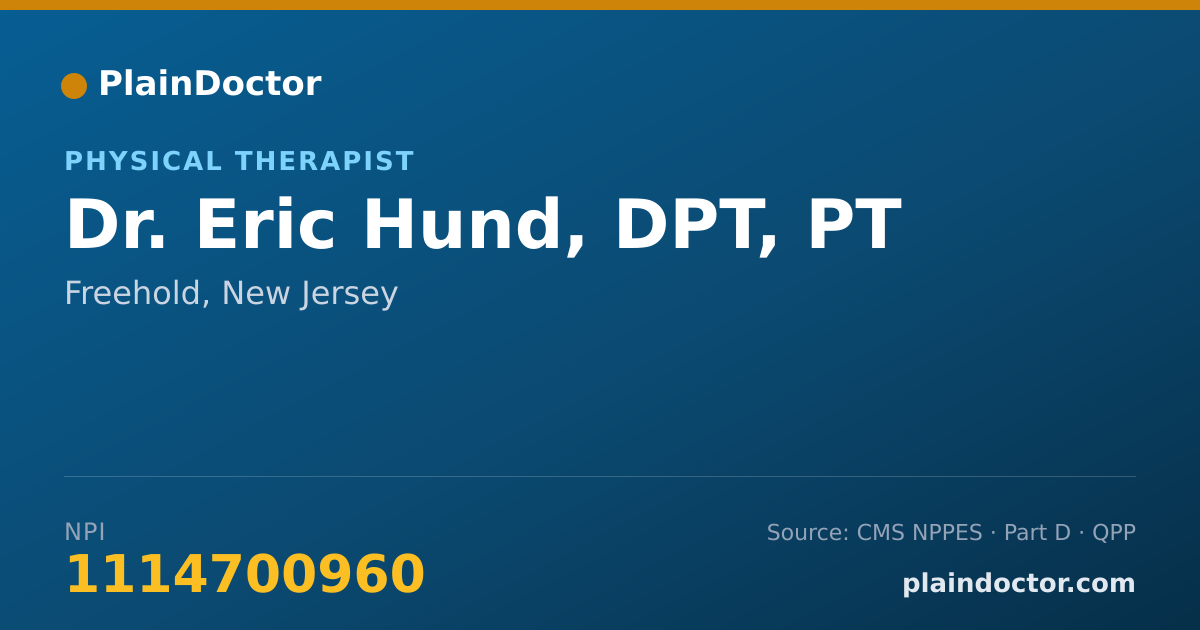Shareable card for Eric Hund, DPT, PT - Physical Therapist, Freehold, NJ