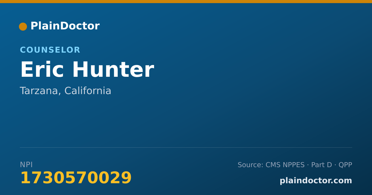 Shareable card for Eric Hunter - Counselor, Tarzana, CA