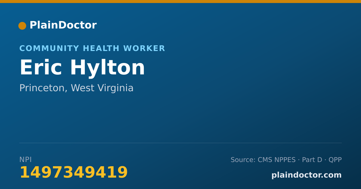 Shareable card for Eric Hylton - Community Health Worker, Princeton, WV