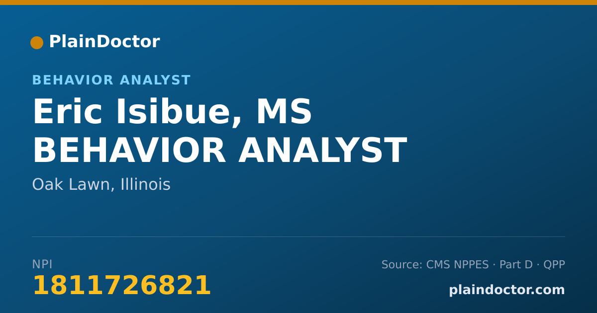 Shareable card for Eric Isibue, MS BEHAVIOR ANALYST - Behavior Analyst, Oak Lawn, IL