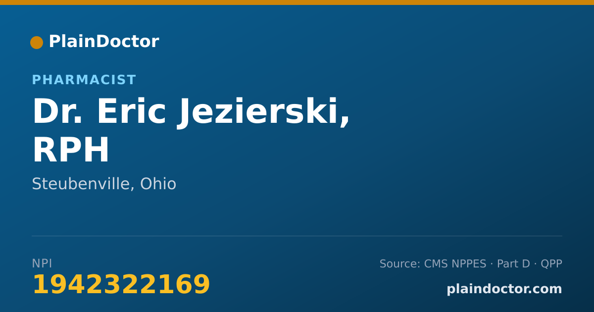 Shareable card for Eric Jezierski, RPH - Pharmacist, Steubenville, OH