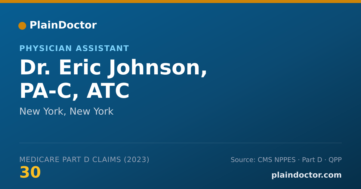 Shareable card for Eric Johnson, PA-C, ATC - Physician Assistant, New York, NY