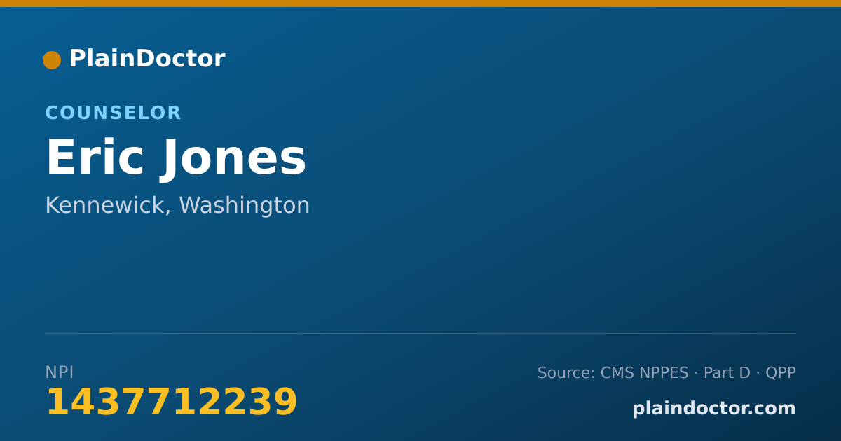Shareable card for Eric Jones - Counselor, Kennewick, WA