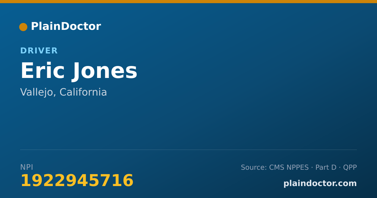 Shareable card for Eric Jones - Driver, Vallejo, CA
