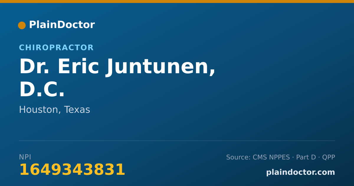 Shareable card for Eric Juntunen, D.C. - Chiropractor, Houston, TX