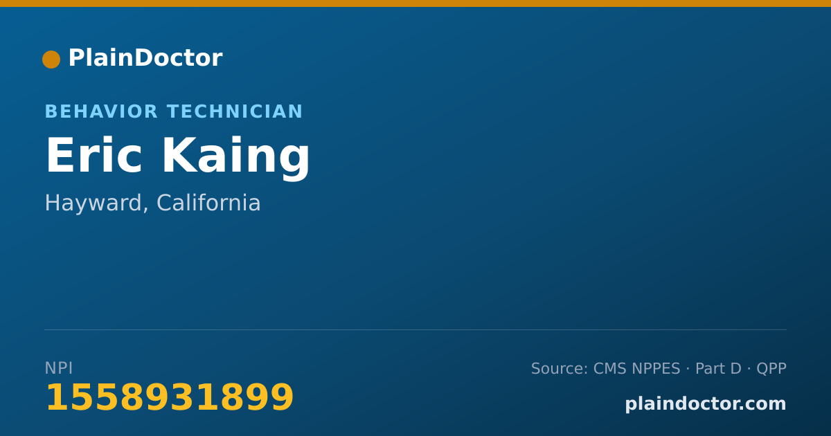 Shareable card for Eric Kaing - Behavior Technician, Hayward, CA