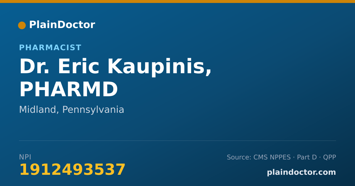 Shareable card for Eric Kaupinis, PHARMD - Pharmacist, Midland, PA