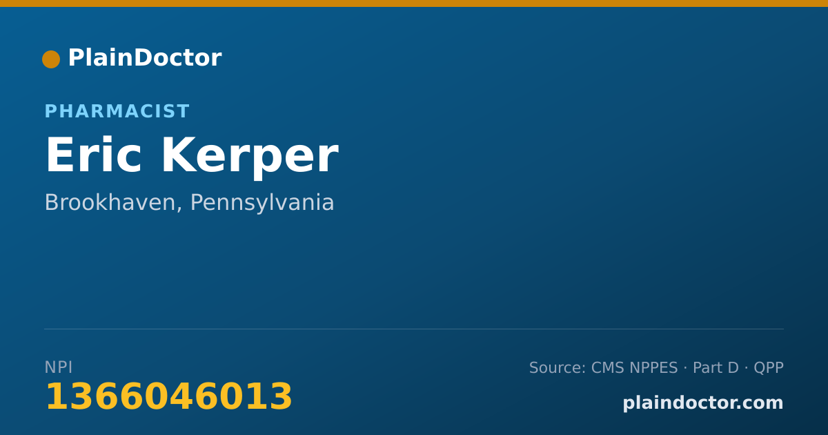 Shareable card for Eric Kerper - Pharmacist, Brookhaven, PA