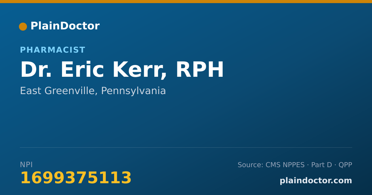 Shareable card for Eric Kerr, RPH - Pharmacist, East Greenville, PA