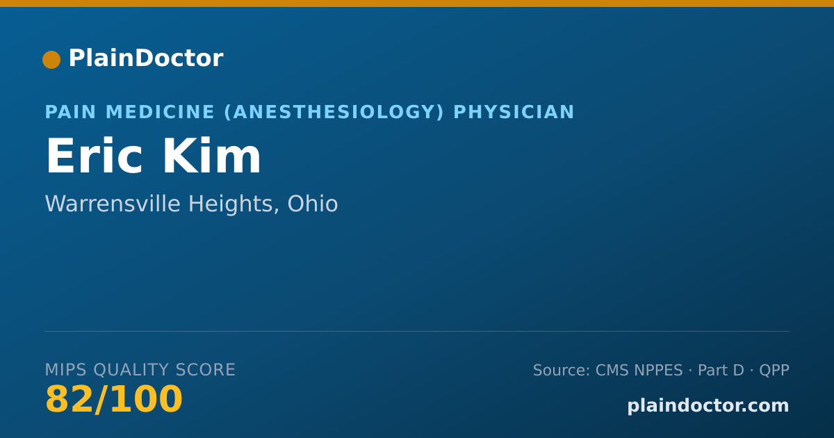 Shareable card for Eric Kim - Pain Medicine (Anesthesiology) Physician, Warrensville Heights, OH