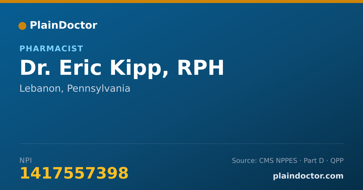 Shareable card for Eric Kipp, RPH - Pharmacist, Lebanon, PA
