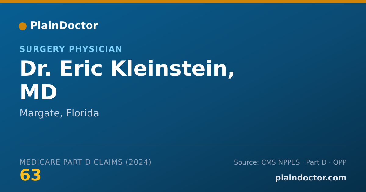 Shareable card for Eric Kleinstein, MD - Surgery Physician, Margate, FL