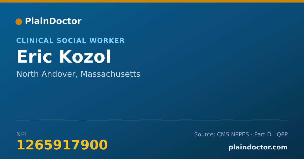 Shareable card for Eric Kozol - Clinical Social Worker, North Andover, MA