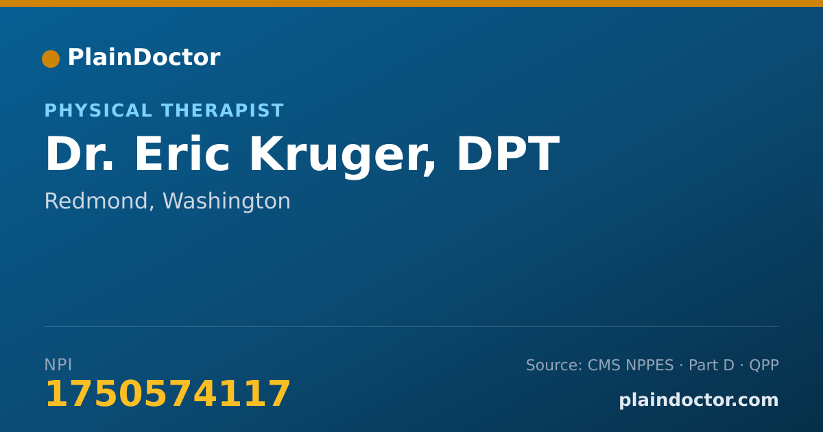 Shareable card for Eric Kruger, DPT - Physical Therapist, Redmond, WA