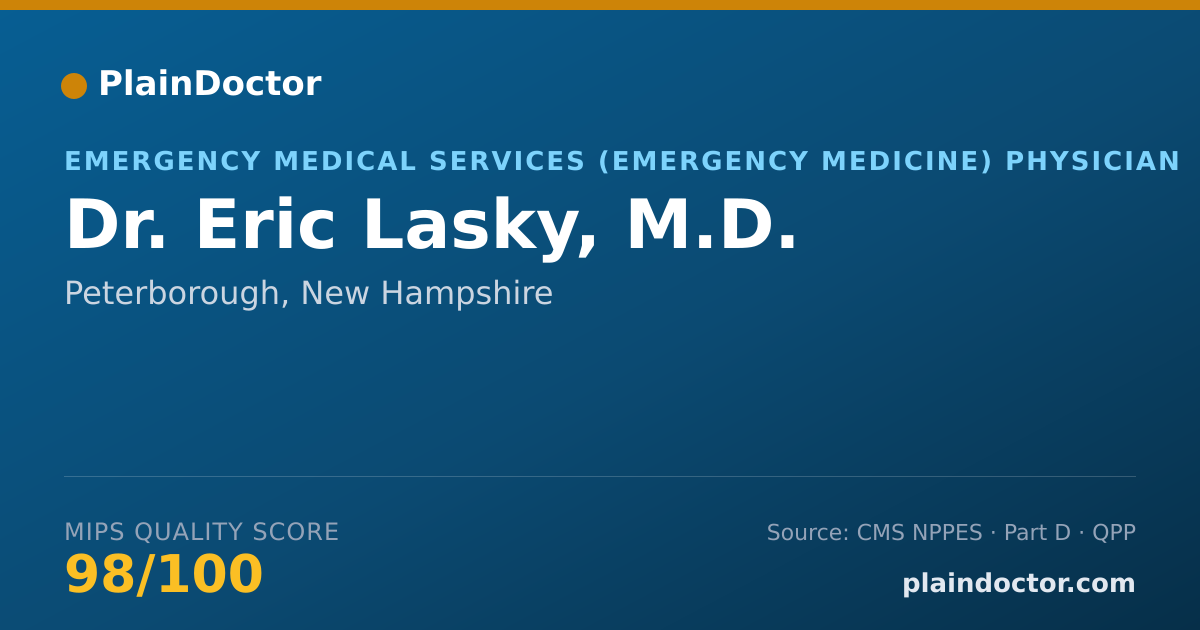Shareable card for Eric Lasky, M.D. - Emergency Medical Services (Emergency Medicine) Physician, Peterborough, NH