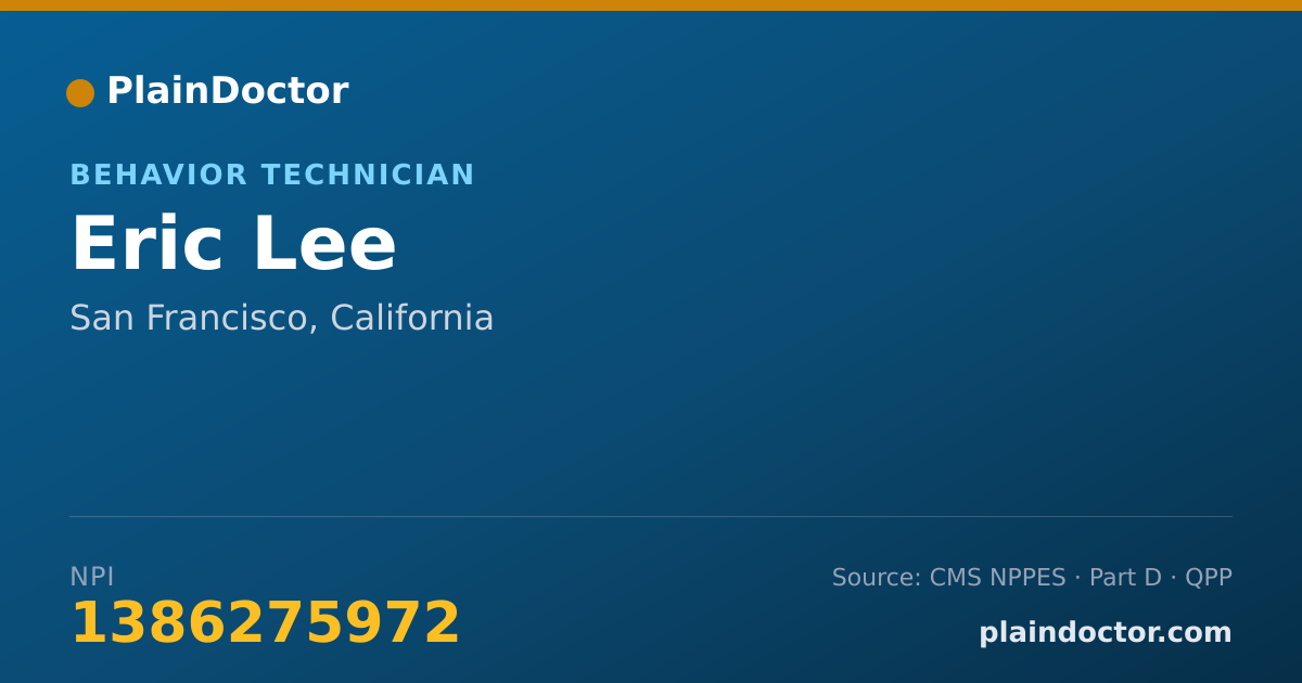 Shareable card for Eric Lee - Behavior Technician, San Francisco, CA