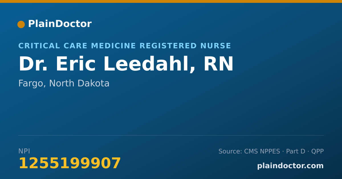 Shareable card for Eric Leedahl, RN - Critical Care Medicine Registered Nurse, Fargo, ND