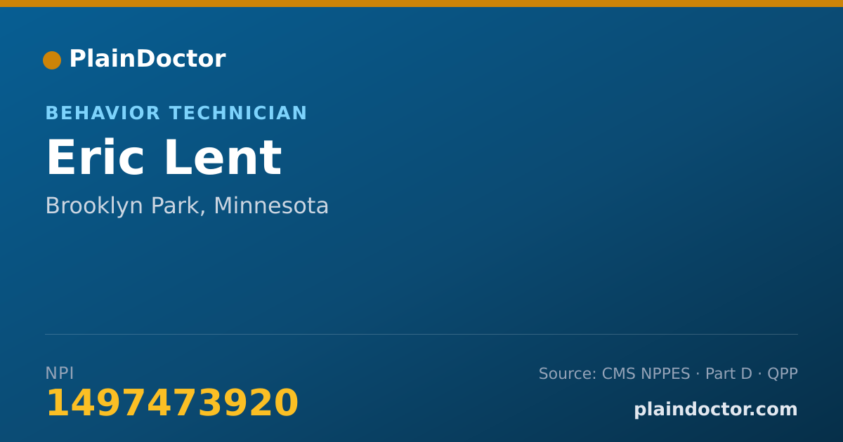 Shareable card for Eric Lent - Behavior Technician, Brooklyn Park, MN