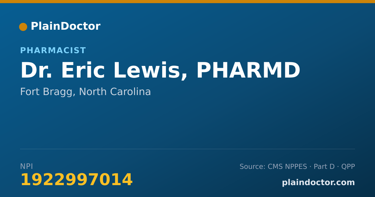 Shareable card for Eric Lewis, PHARMD - Pharmacist, Fort Bragg, NC