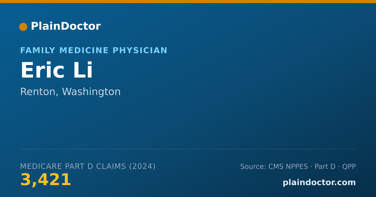 Shareable card for Eric Li - Family Medicine Physician, Renton, WA