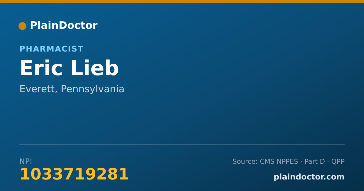 Shareable card for Eric Lieb - Pharmacist, Everett, PA