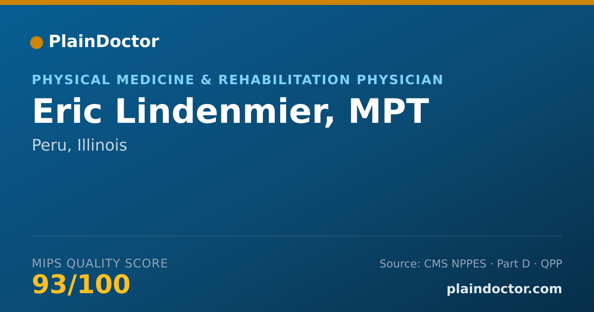 Shareable card for Eric Lindenmier, MPT - Physical Medicine & Rehabilitation Physician, Peru, IL