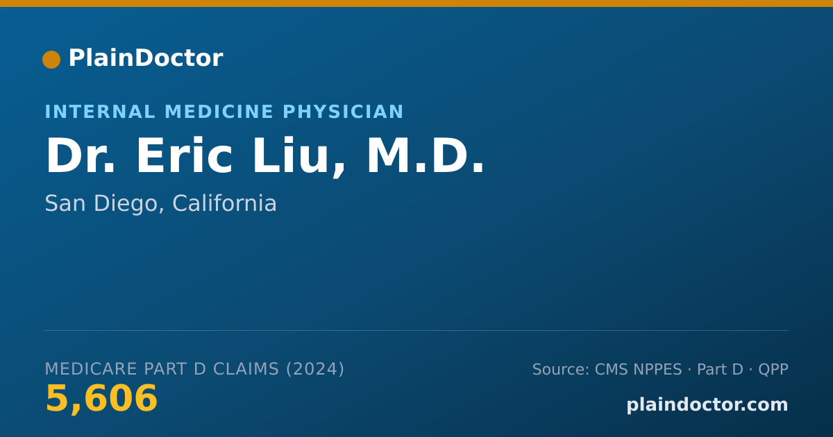 Shareable card for Eric Liu, M.D. - Internal Medicine Physician, San Diego, CA