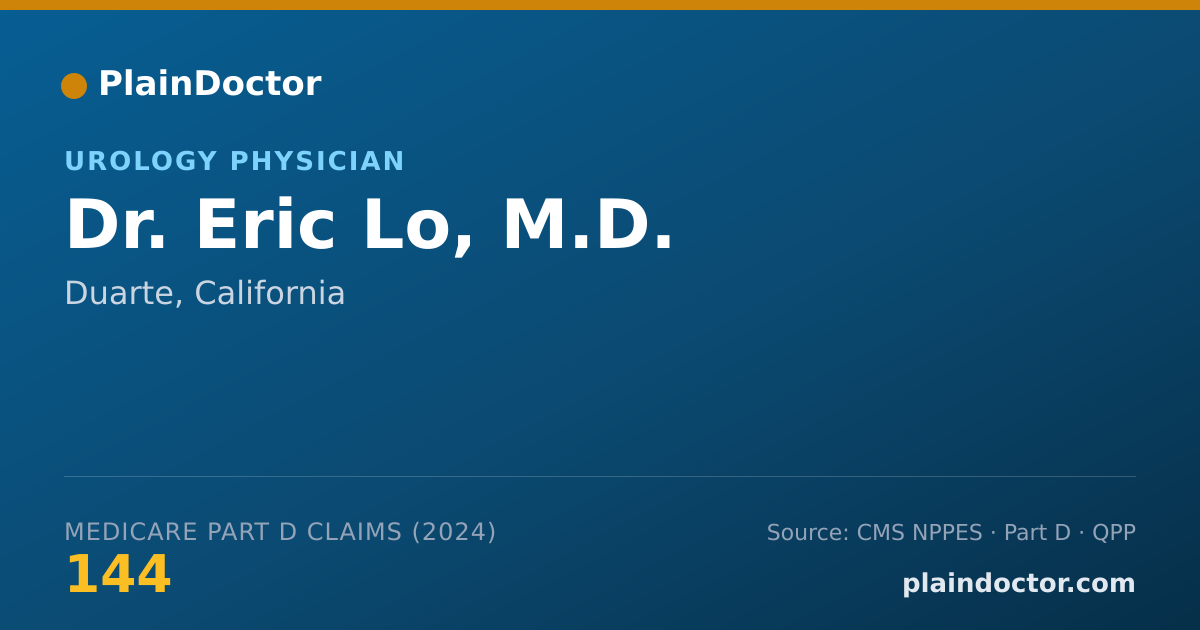 Shareable card for Eric Lo, M.D. - Urology Physician, Duarte, CA