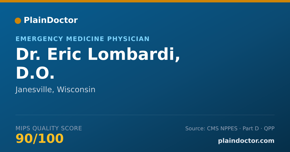Shareable card for Eric Lombardi, D.O. - Emergency Medicine Physician, Janesville, WI