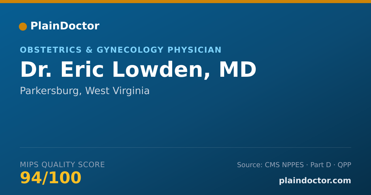 Shareable card for Eric Lowden, MD - Obstetrics & Gynecology Physician, Parkersburg, WV