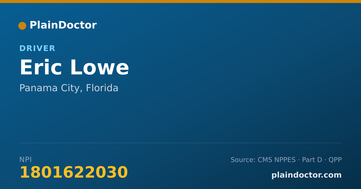 Shareable card for Eric Lowe - Driver, Panama City, FL