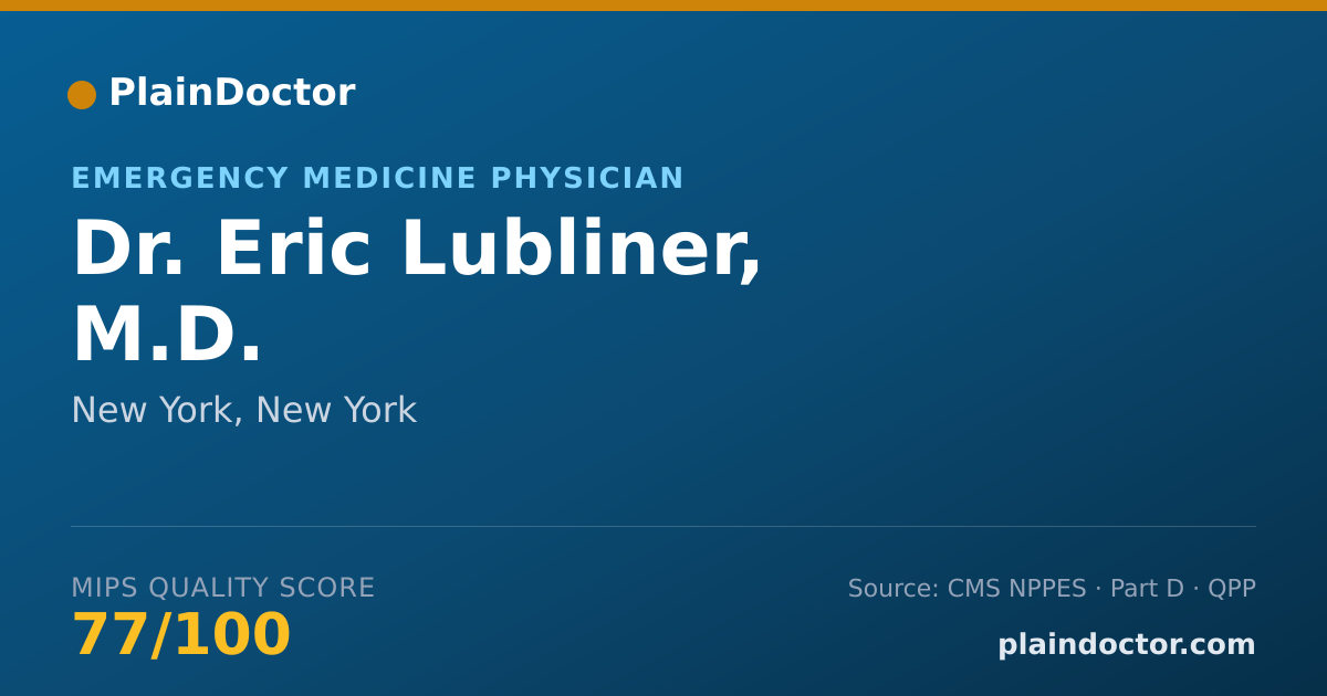 Shareable card for Eric Lubliner, M.D. - Emergency Medicine Physician, New York, NY