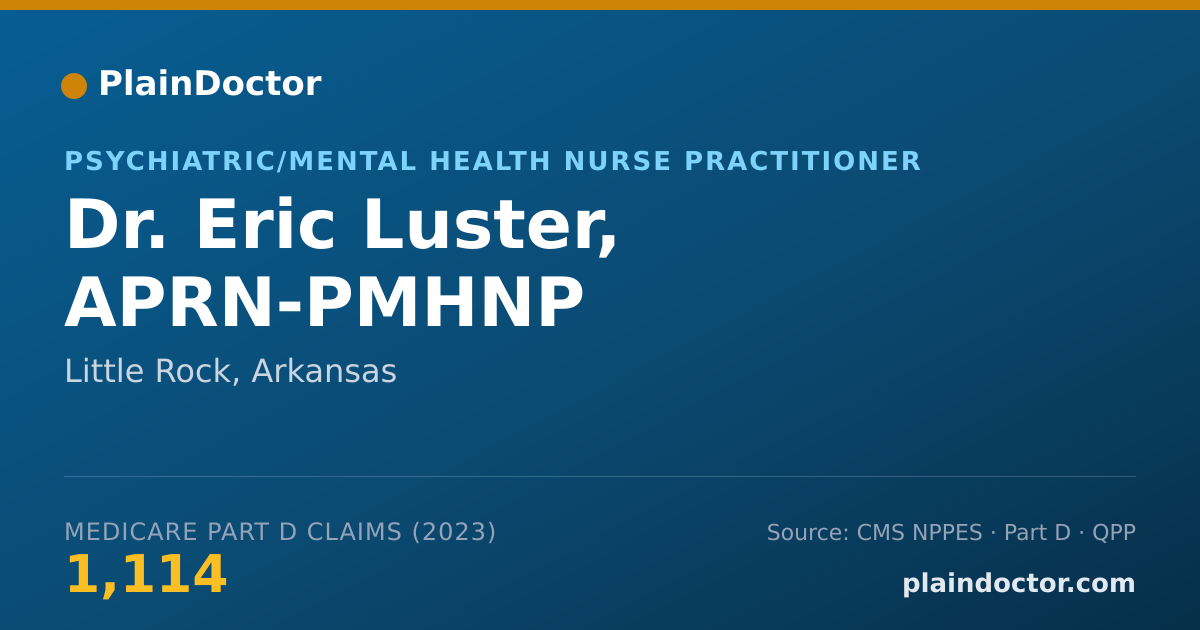 Shareable card for Eric Luster, APRN-PMHNP - Psychiatric/Mental Health Nurse Practitioner, Little Rock, AR