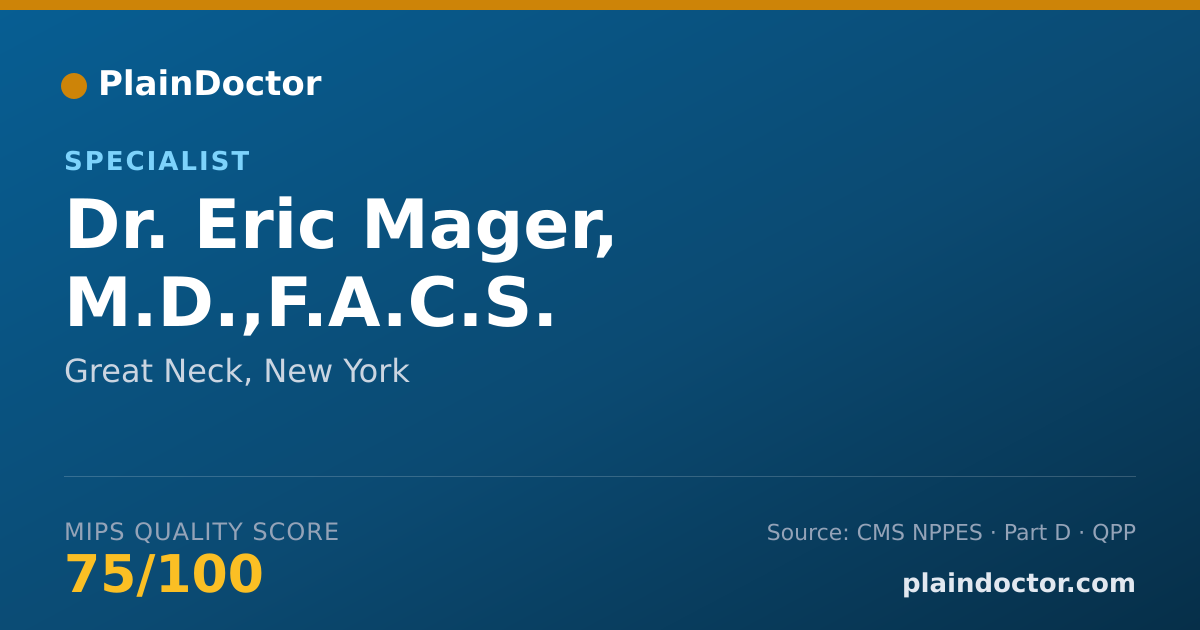 Shareable card for Eric Mager, M.D.,F.A.C.S. - Specialist, Great Neck, NY