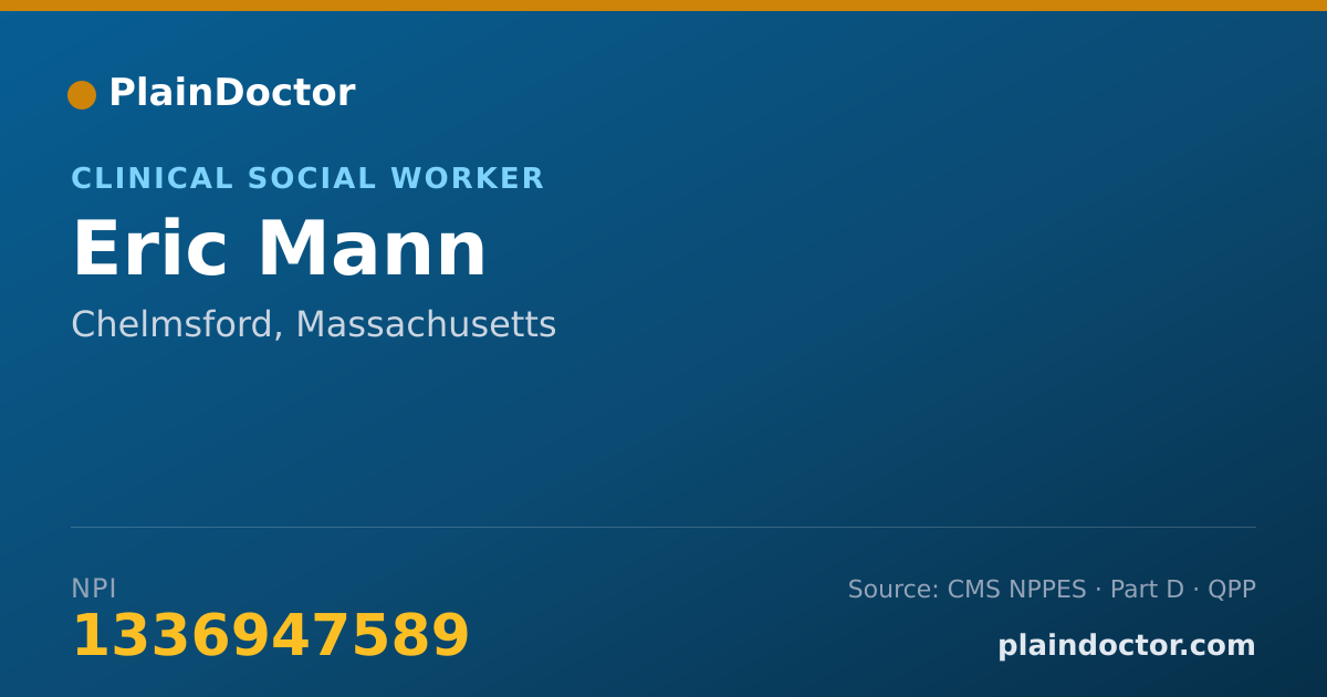 Shareable card for Eric Mann - Clinical Social Worker, Chelmsford, MA